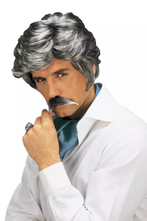 Photo du produit Perruque et moustache Casanova grise homme