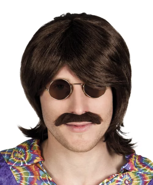 Photo du produit Perruque et moustache marron homme