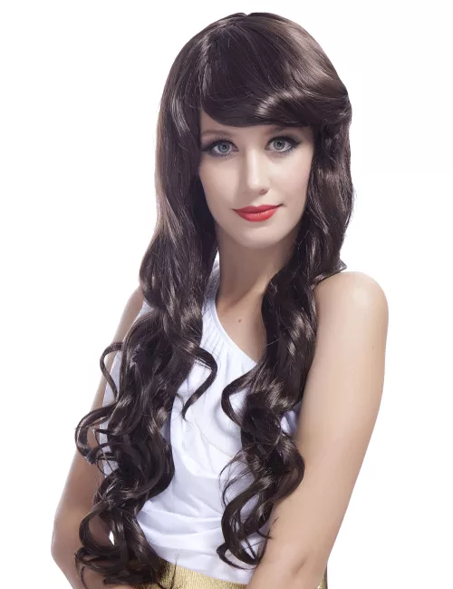 Photo du produit Perruque glamour longue châtain avec boucles femme