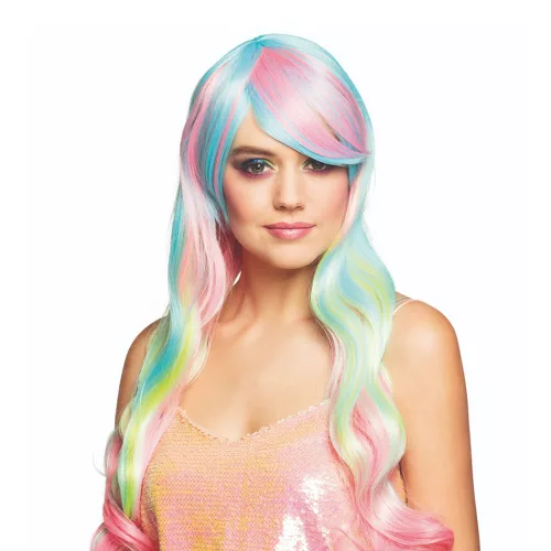 Photo du produit Perruque longue arc-en-ciel pastel femme