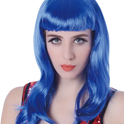 Photo du produit Perruque longue bleue à frange femme