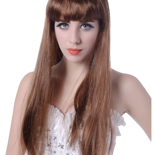 Photo du produit Perruque longue chatain à frange femme