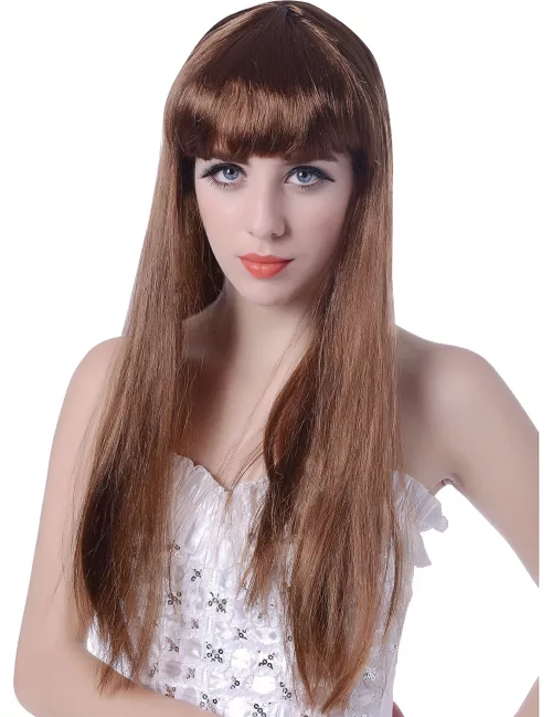 Photo du produit Perruque longue chatain à frange femme