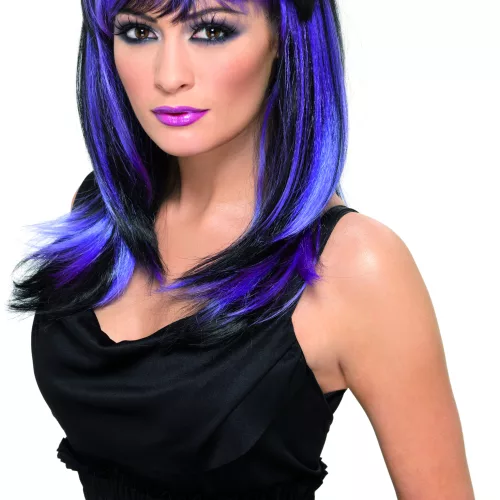 Photo du produit Perruque longue noire et violette femme
