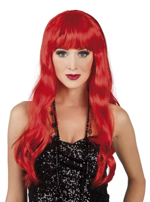 Photo du produit Perruque longue rouge à frange femme