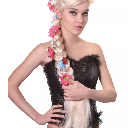 Photo du produit Perruque longue tressée hippie blonde femme