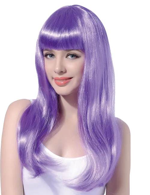 Photo du produit Perruque longue violette pâle à frange femme