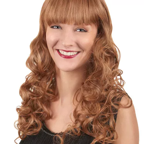 Photo du produit Perruque luxe rousse longue bouclée avec frange femme