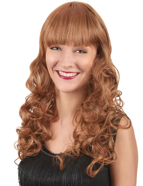 Photo du produit Perruque luxe rousse longue bouclée avec frange femme