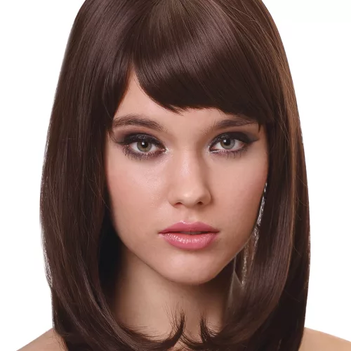 Photo du produit Perruque luxe Châtain mi-longue femme - 170g