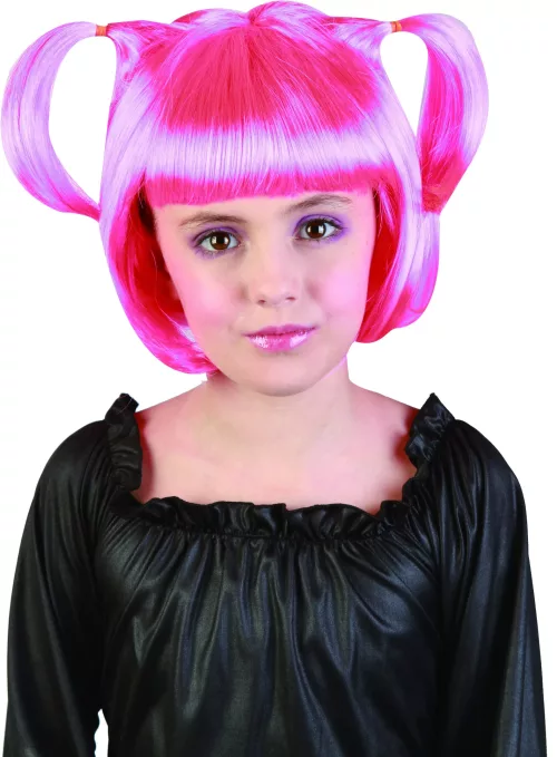 Photo du produit Perruque à couettes rose fille