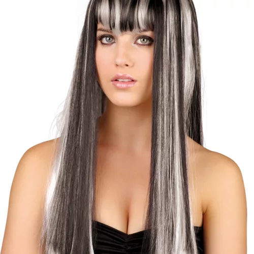 Photo du produit Perruque longue noire et blanche femme