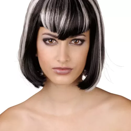 Photo du produit Perruque à frange noire et blanche femme