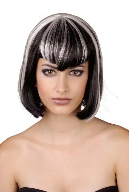Photo du produit Perruque à frange noire et blanche femme