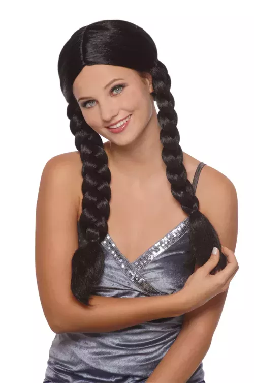 Photo du produit Perruque tresses noires adulte