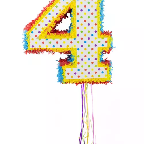 Photo du produit Pinata du chiffre 4 à pois