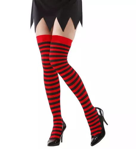 Photo du produit Bas rayé noir et rouge adulte