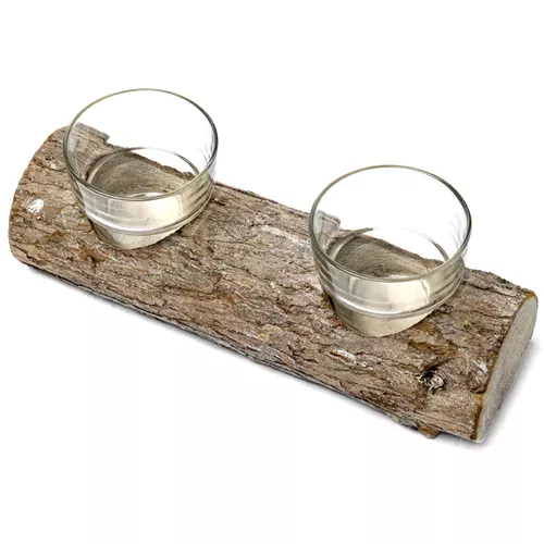 Photo du produit Bougeoir rondin de bois 21 cm