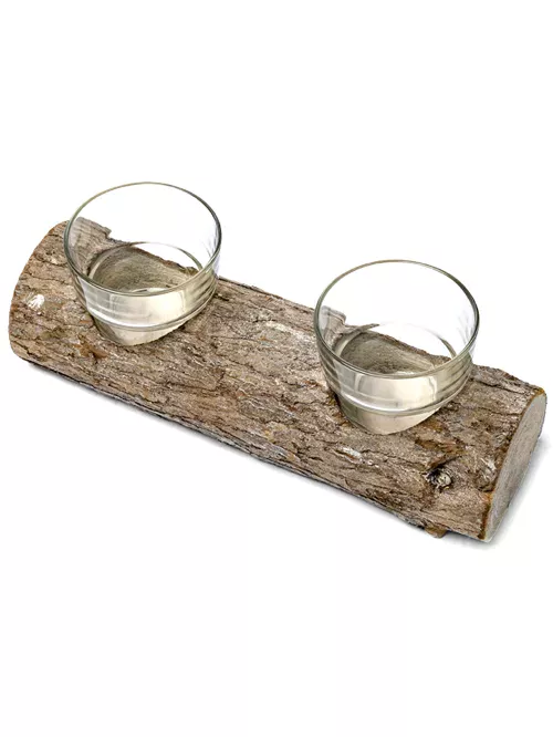 Photo du produit Bougeoir rondin de bois 21 cm