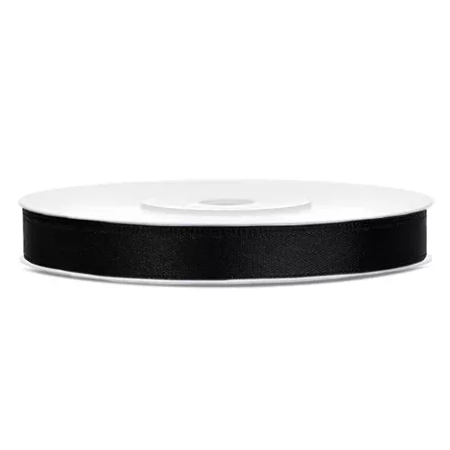 Photo du produit Ruban satin 6 mm noir 25 mètres
