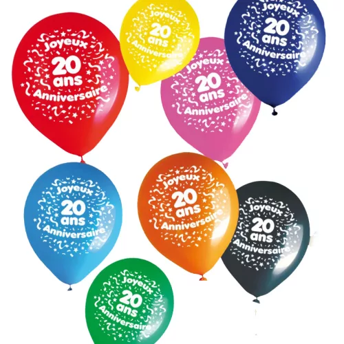 Photo du produit Sachet 8 ballons 20 ans