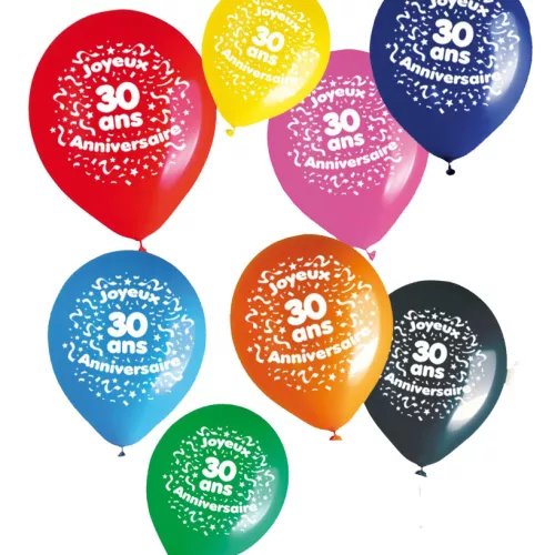 Photo du produit Sachet 8 ballons 30 ans