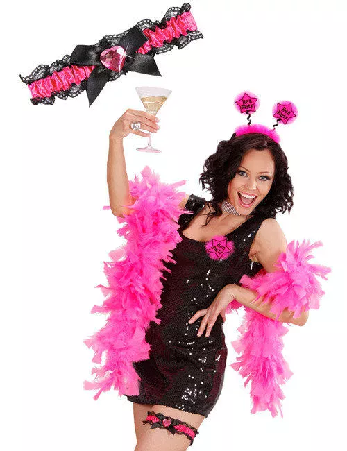 Photo du produit Jarretière en satin rose et noir femme