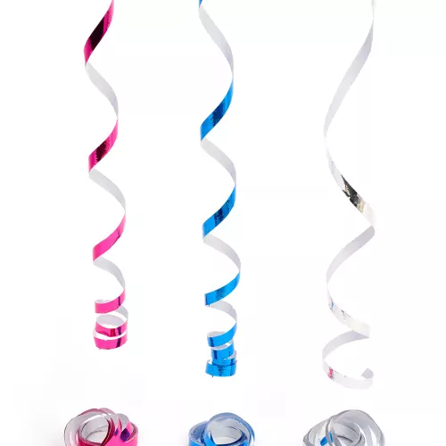 Photo du produit Rouleaux serpentins couleurs métalliques assorties disco
