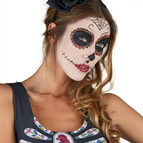 Photo du produit Serre tête rose noire Dia De Los Muertos adulte