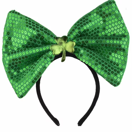Photo du produit Serre-tête noeud vert à sequins vert adulte