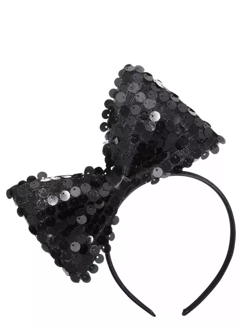 Photo du produit Serre-tête noeud noir à sequins adulte