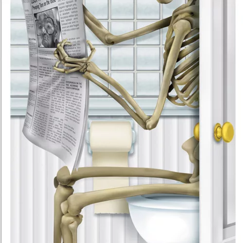 Photo du produit Décoration de porte squelette au toilette 76,2 x 152 cm