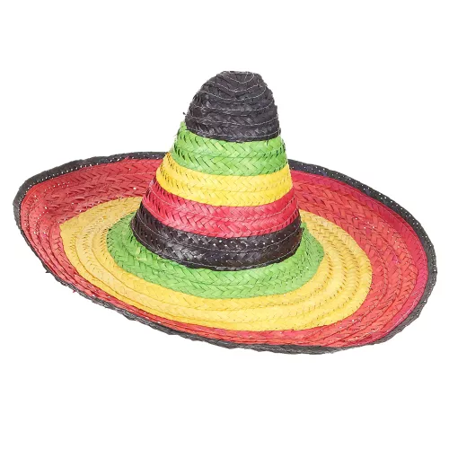 Photo du produit Sombrero Mexicain multicolore bordure et pointe noire adulte