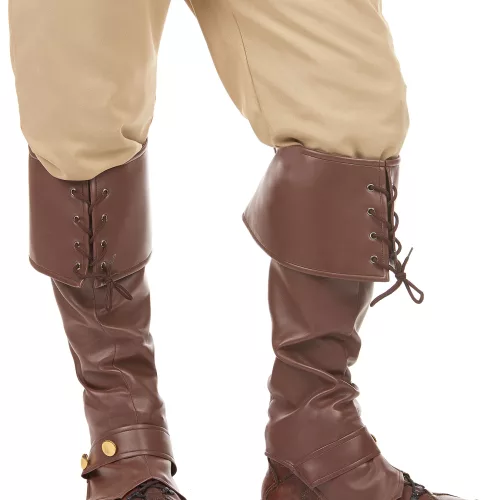 Photo du produit Sur-bottes marron simili cuir lacets et lanière cloutée adulte