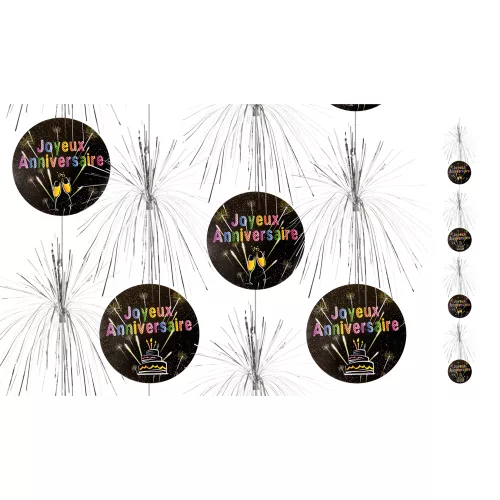 Photo du produit Suspensions cascade Joyeux anniversaire Feux d'artifice 180 cm