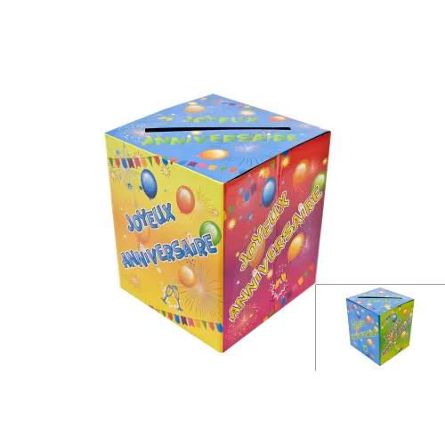 Photo du produit Tirelire en carton anniversaire Fiesta 20 x 23 cm