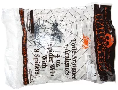 Photo du produit Décoration toile araignées blanche avec 8 araignées 113 g Halloween