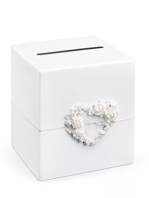 Photo du produit Urne blanche avec coeur de roses