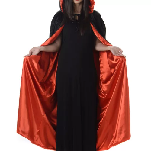 Photo du produit Cape à capuche rouge et noire Halloween adulte