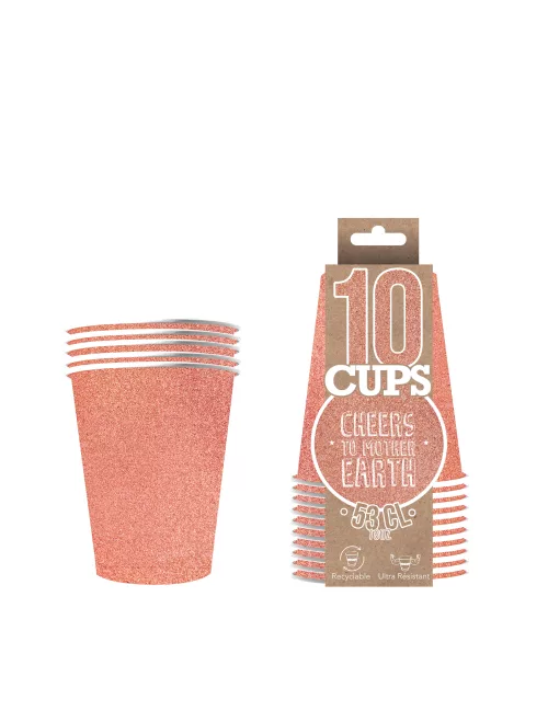 Photo du produit 10 Gobelets américains scintillants carton recyclable rose gold 53cl