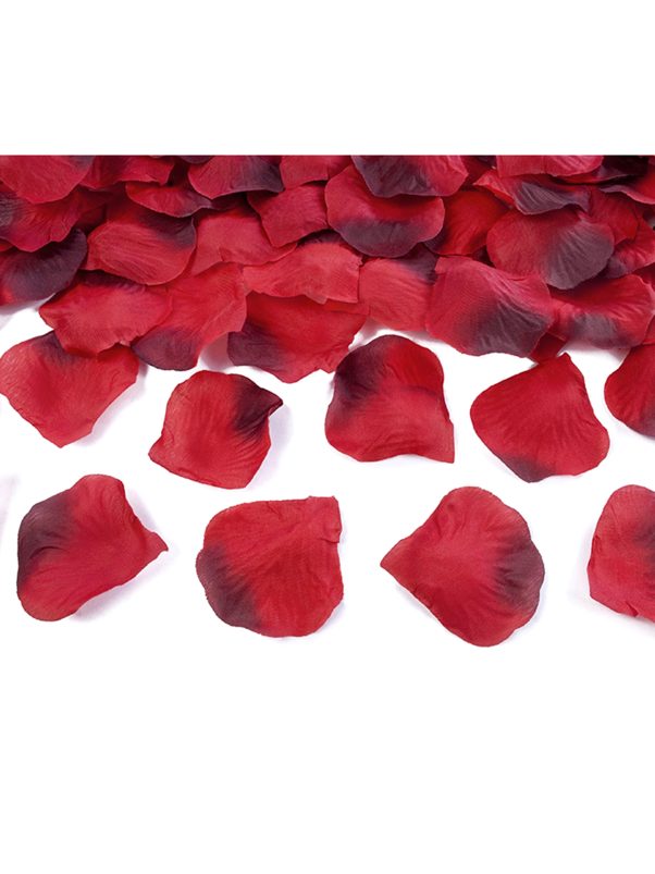 Photo du produit 100 Pétales de rose en tissu rouge sombre 5 x 5 cm