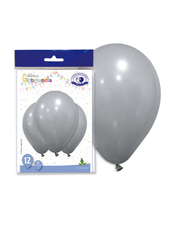 Photo du produit 12 Ballons en latex argentés 28 cm