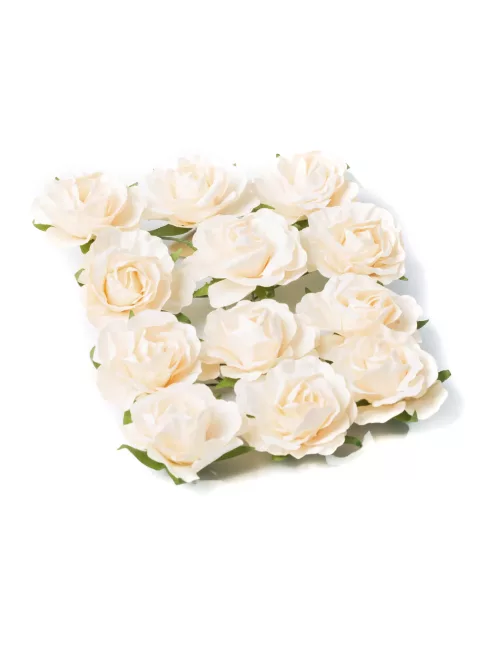 Photo du produit 12 Roses à piquer ivoire 3,5 cm