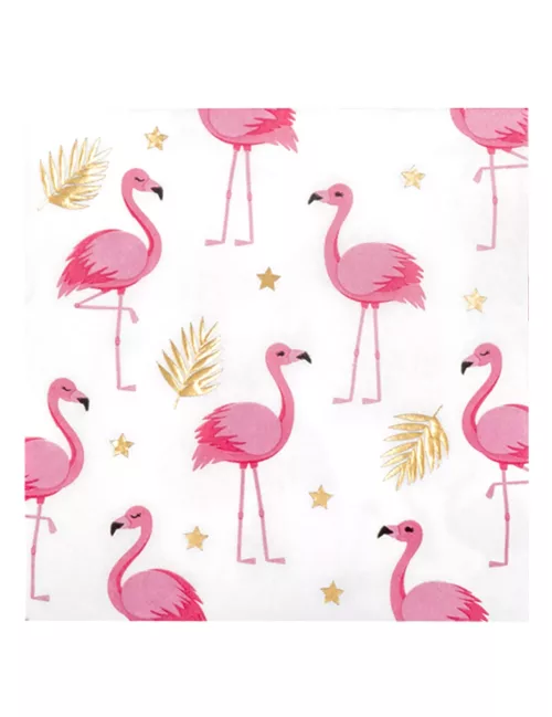 Photo du produit 12 Serviettes Flamant Tropic en papier 33 x 33 cm