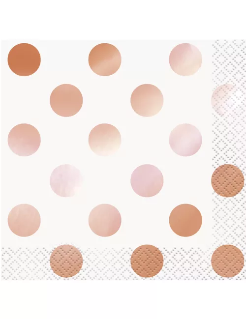 Photo du produit 16 Petites serviettes en papier à pois rose gold 25 x 25 cm