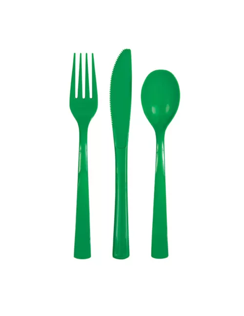 Photo du produit 18 Couverts en plastique vert émeraude