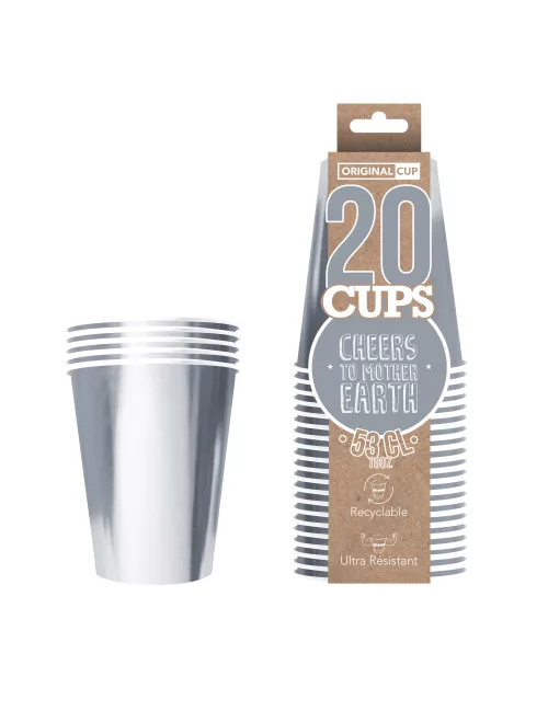 Photo du produit 20 Gobelets américains carton recyclable argent 53 cl