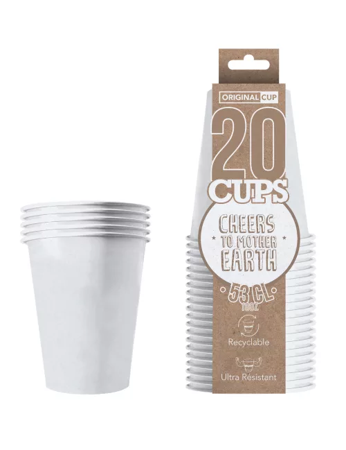 Photo du produit 20 Gobelets américains carton recyclable blancs 53 cl