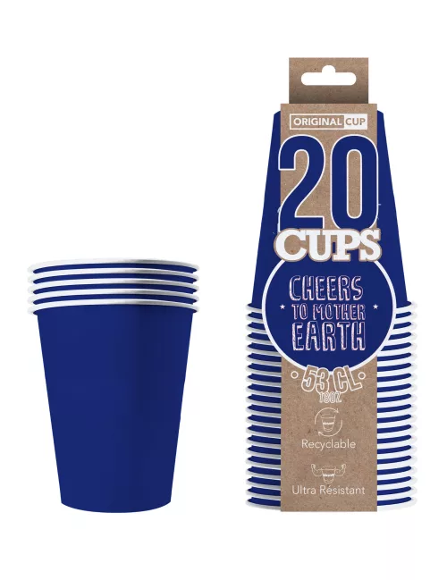 Photo du produit 20 Gobelets américains carton recyclable bleus 53 cl