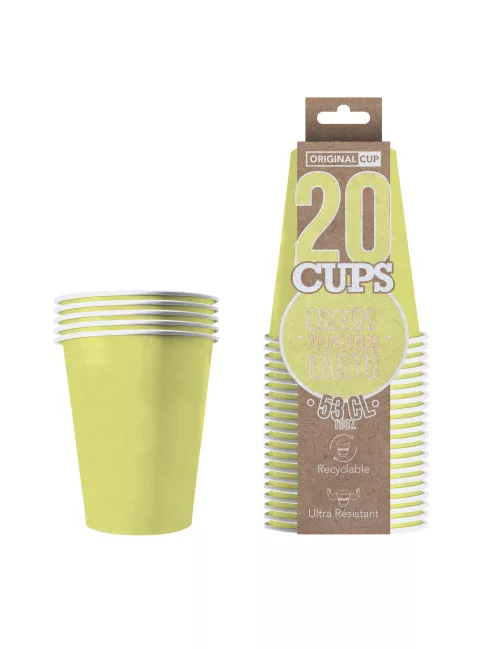 Photo du produit 20 Gobelets américains carton recyclable jaune pastel 53 cl